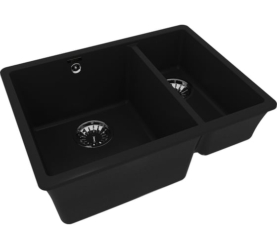 Кухонная мойка из кварцгранита Lemark SINARA 550.2-U цвет: антрацит комплектация: крепеж, сливная арматура с переливом в комплекте арт. 9910079