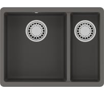Кухонная мойка из кварцгранита Lemark SINARA 550.2-U цвет: серый шёлк комплектация: крепеж, сливная арматура с переливом в комплекте арт. 9910083
