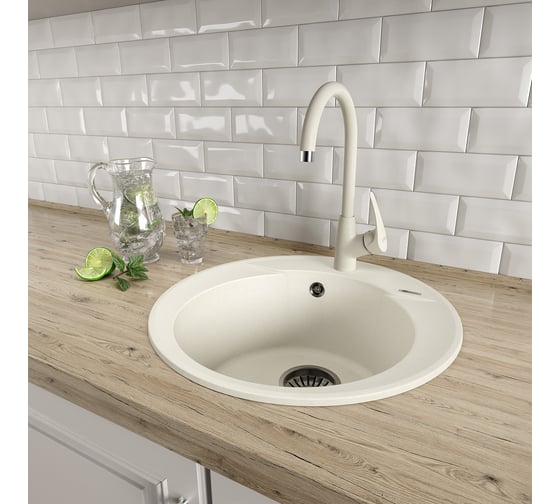 Кухонная мойка из кварцгранита Lemark SULA 550 цвет: серый шёлк комплектация: крепеж, сливная арматура с переливом в комплекте арт. 9910005