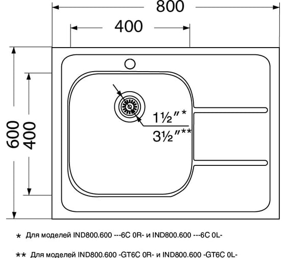 Мойка Ukinox Юкинокс Иннова IND800.600 -GT6C 0RS