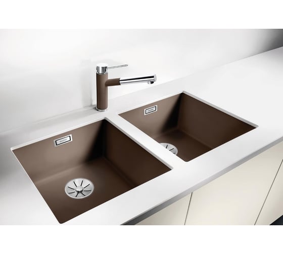 Мойка BLANCO SUBLINE 400 U SILGRANIT кофе с отводной арматурой InFino 523431