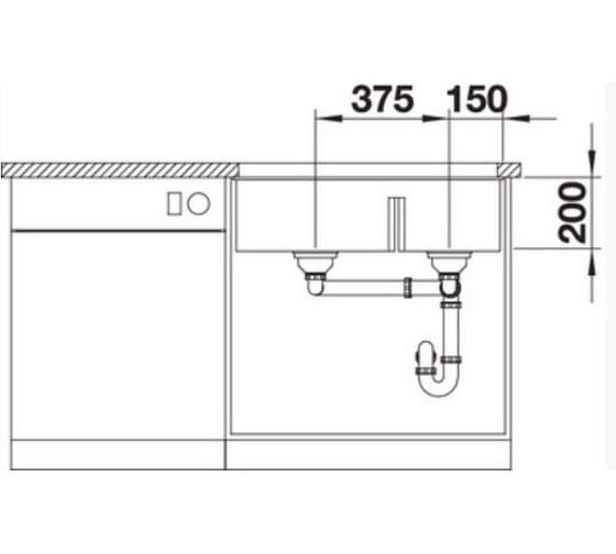 Мойка Blanco SUBLINE 430 270 U серый беж с отводной арматурой InFino 523158
