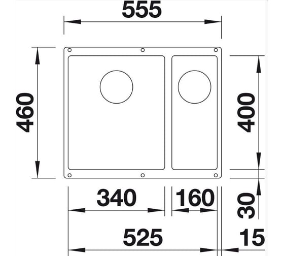 Мойка Blanco SUBLINE 340 160 U SILGRANIT антрацит чаша слева с отводной арматурой InFino 523548