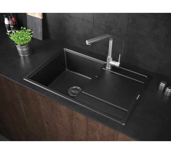 Гранитная мойка Paulmark FLUGEN 50-780 черный 780х500 мм PM217850-BL