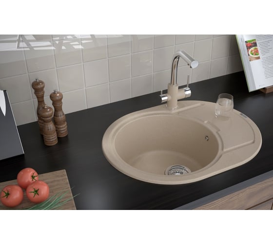 Мойка кварцевая Paulmark OVAL, кварц PM316502-QU 650х500 мм