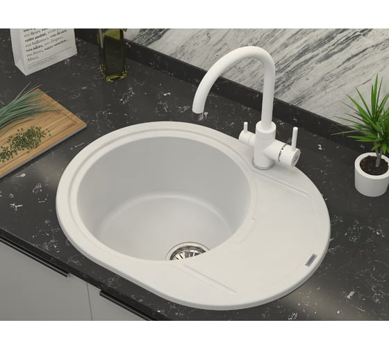 Мойка кварцевая Paulmark OVAL PM316502-WH белый 650х500 мм PM316502-WH