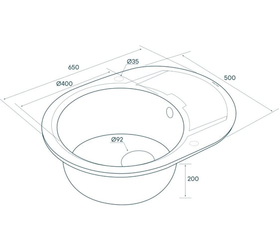 Мойка кварцевая Paulmark OVAL PM316502-WH белый 650х500 мм PM316502-WH
