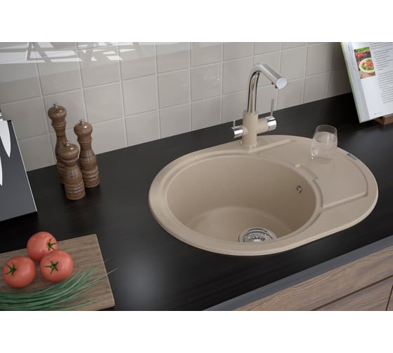 Мойка кварцевая Paulmark OVAL черный 650х500 мм PM316502-BL