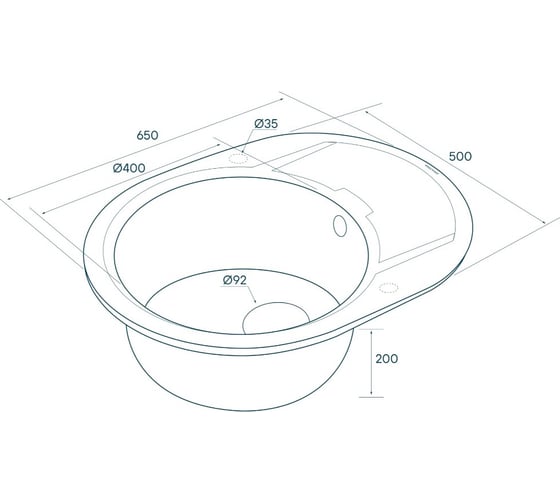 Мойка кварцевая Paulmark OVAL черный 650х500 мм PM316502-BL