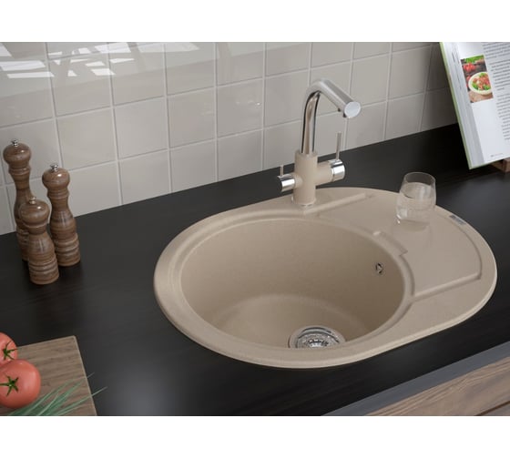Мойка кварцевая Paulmark OVAL черный металлик 650х500 мм PM316502-BLM