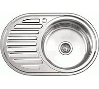 Мойка LEDEME нержавеющая сталь, врезная, овал 770х500х180, 0.8 мм, выпуск 3 1/2 правая чаша ДЕКОР L67750-R 869690