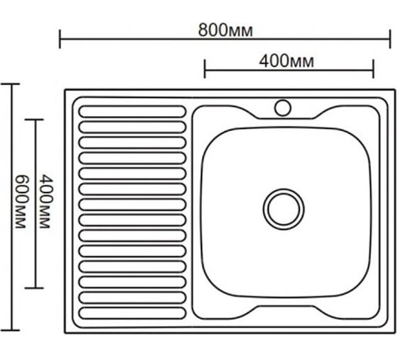 Мойка Ledeme из нержавеющей стали L98060-L надкладная с левым крылом (80x60, 0,8 мм) L98060-R