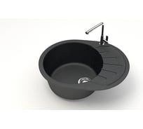Мойка AQUADREAM матовая 10/Q4 (черный), овал с крылом, 575x440x215 УТ000026751