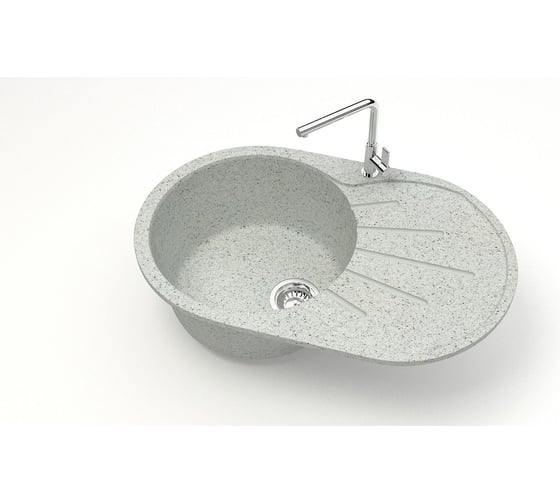 Мойка AQUADREAM матовая 110/Q10 (светло серая), овал с крылом, 730x450x215 УТ000026780