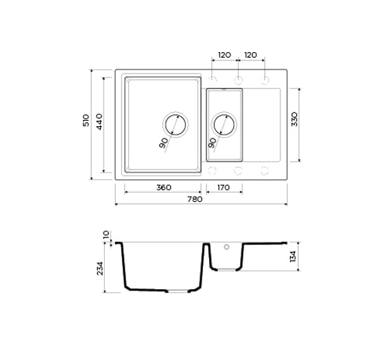 Мойка Omoikiri Daisen 78-2-BL Artgranit/черный 4993334