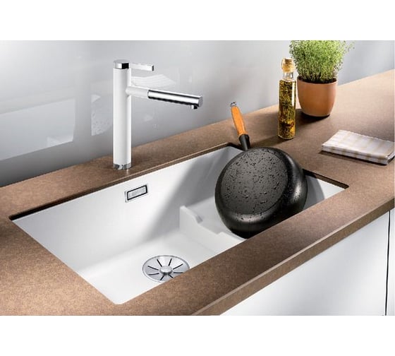 Мойка Blanco SUBLINE 700 U Level SILGRANIT серый беж, с отводной арматурой InFino 523545