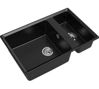 Мойка GRANFEST мрамор LEVEL 1.5-чаши 760х500 черный GF-LV-760K