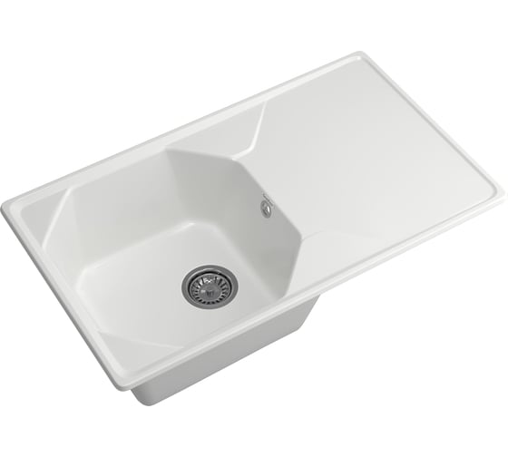 Мойка GRANFEST мрамор UNIQUE чаша+крыло, 840х500. иней GF-U-840L