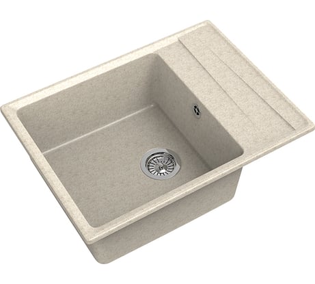 Мойка GRANFEST мрамор LEVEL чаша+крыло, 660х500, бежевый GF-LV-660L