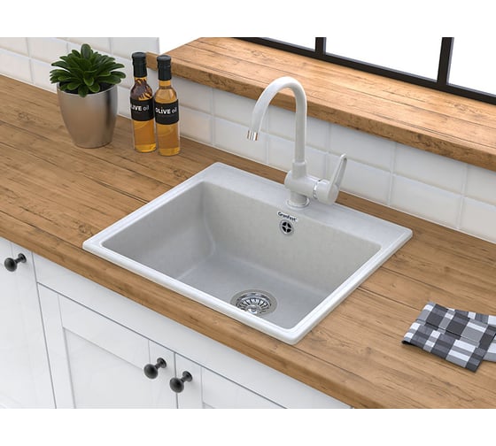 Мойка GRANFEST мрамор VERTEX 1-чаша, 580х500 мм., графит GF-V-580