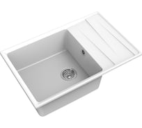 Мойка GRANFEST мрамор LEVEL чаша+крыло, 760х500, белый GF-LV-760L