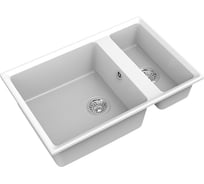 Мойка GRANFEST мрамор LEVEL 1.5-чаши, 760х500 мм., белый GF-LV-760K