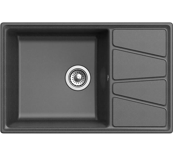 Мойка GRANFEST мрамор VERTEX чаша с крылом, 780х500 мм., графит GF-V-780L