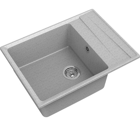Мойка GRANFEST мрамор LEVEL чаша+крыло, 660х500 мм., серый GF-LV-660L