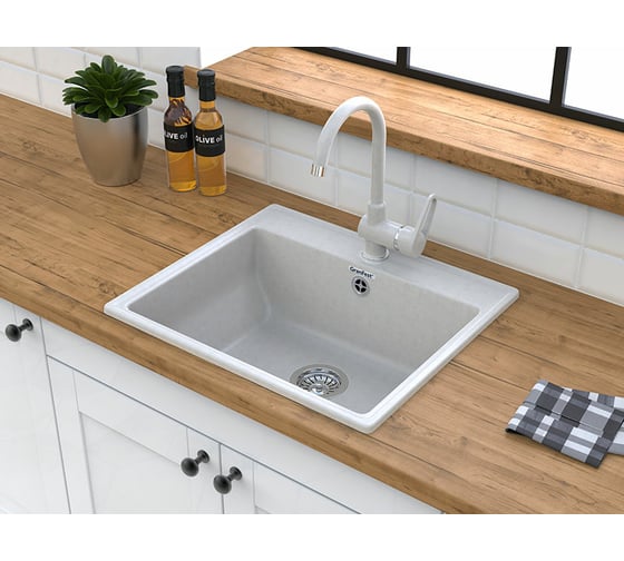 Мойка GRANFEST мрамор VERTEX 1-чаша, 580х500 мм., черный GF-V-580