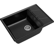 Мойка GRANFEST мрамор VERTEX чаша с крылом, 680х500 мм., черный GF-V-680L