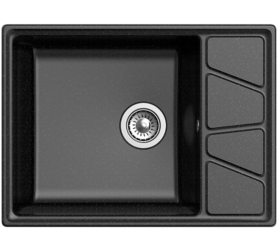 Мойка GRANFEST мрамор VERTEX чаша с крылом, 680х500 мм., черный GF-V-680L