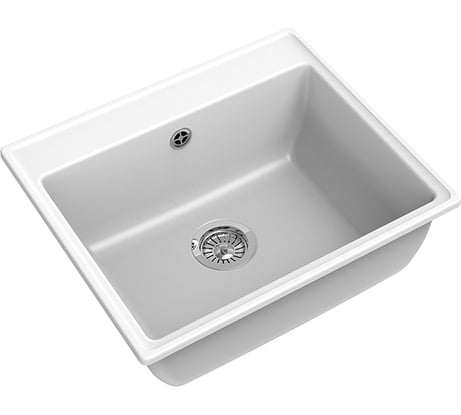 Мойка GRANFEST мрамор VERTEX 1-чаша, 580х500 мм., белый GF-V-580