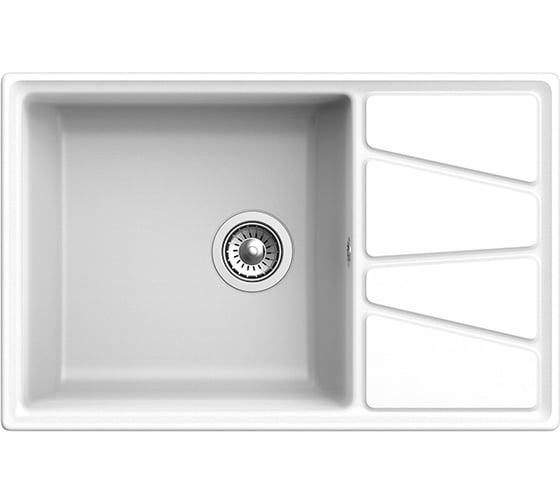 Мойка GRANFEST мрамор VERTEX чаша с крылом, 780х500 мм., белый GF-V-780L