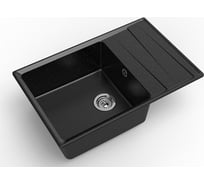 Мойка GRANFEST мрамор LEVEL чаша+крыло, 760х500 мм., черный GF-LV-760L