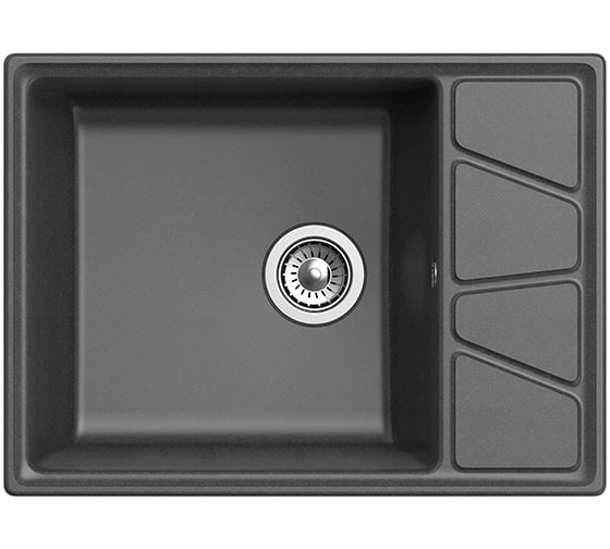 Мойка GRANFEST мрамор VERTEX чаша с крылом, 680х500 мм., графит GF-V-680L