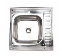 Мойка SINKLIGHT нержавеющая сталь, накладная, квадрат 600x600, L 0.8/180. выпуск, 3 1/2, глянец 72027