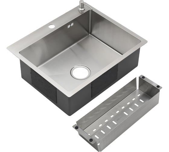 Мойка MELANA R6050H ProfLine 3,0/200 САТИН врезная прямоугольная в комплекте с дозатором и коландер MLN-R6050H+дозатор+коландером