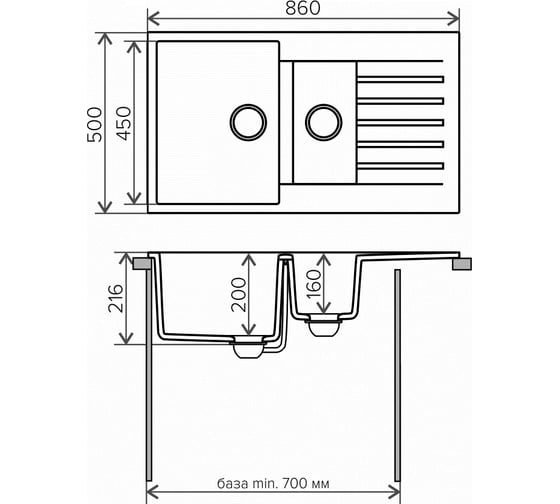 Кухонная мойка Tolero кварцевая, цвет бежевый R-118 №101 473493