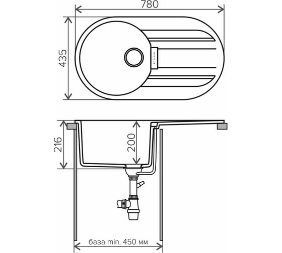 Кухонная мойка Tolero кварцевая, цвет темный бежевый TL-780 №823