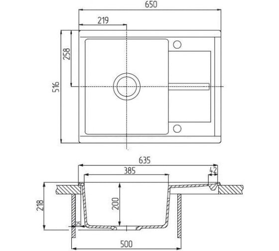 Кухонная Мойка AQUATON Делия 65 Графит NEW 00061077 1A718632DE210