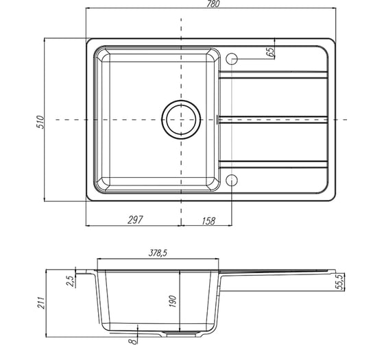 Кухонная Мойка AQUATON Аманда Серая NEW 00036670 1A712832AD230