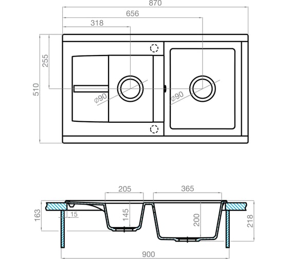 Кухонная Мойка AQUATON Делия 87 Серая NEW 00056160 1A716232DE230