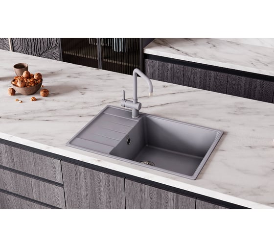 Кухонная мойка ULGRAN Quartz Prima бетон 760-05