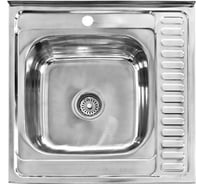 Мойка I-TECH квадратная, накладная. с сушилкой справа. 600x600x180x0.8 матовая I 09 015