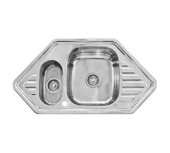 Мойка I-TECH двойная, с сушилкой с двух сторон. 950x500x205x0,8 полированная I 09 101