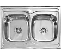 Мойка I-TECH квадратная, накладная, двойная. 800x600x160x0,6 матовая I 09 009