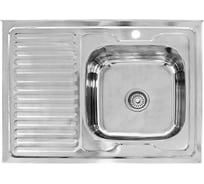 Мойка I-TECH квадратная, накладная, с сушилкой слева, 800x600x160x0,6 матовая I 09 025