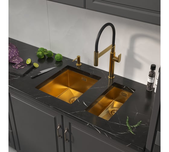 Кухонная мойка Reflexion home Como брашированное золото RX2022GD
