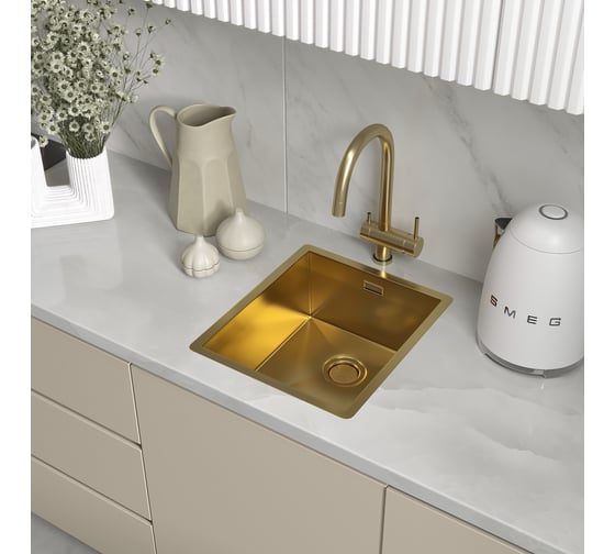 Кухонная мойка Reflexion home Como брашированное золото RX2038GD