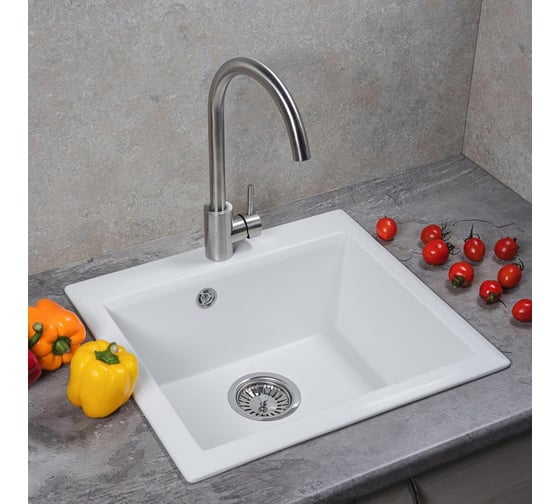 Кухонная мойка Reflexion home Mini прямоугольная, 500x460 мм, белый RX1150WH 1